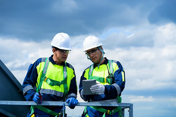 oil and gas workers reviewing safety to avoid accidents field eagle